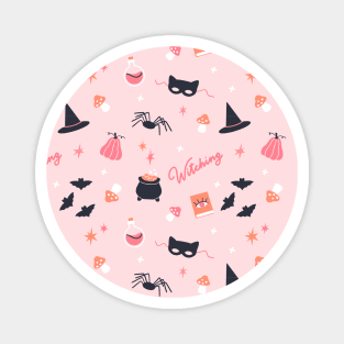 Cute Pink Sassy Witch Magnet